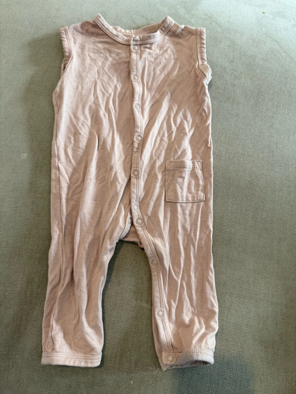 Kyte BABY Sleeveless Snap-Front One-Piece in Soft Pink/tan